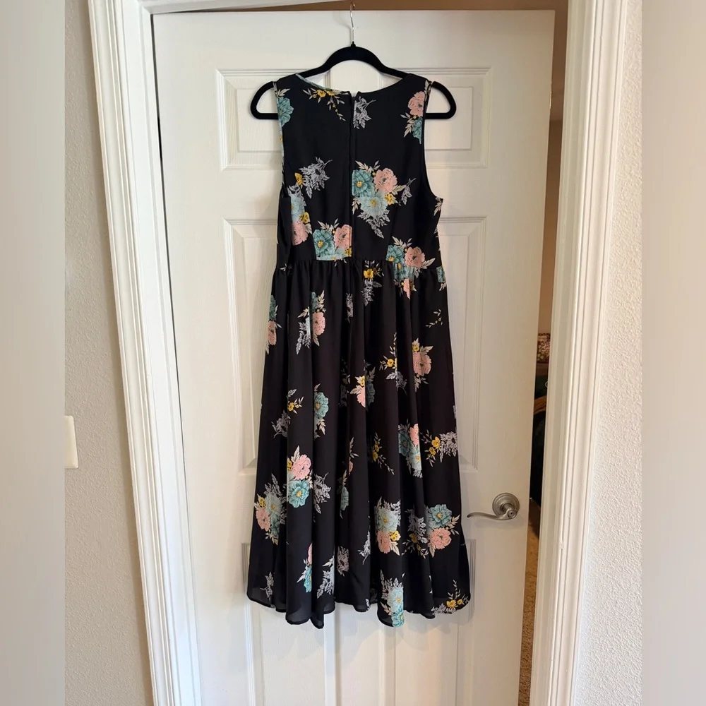 Floral Sleeveless Kids Dress - Black - Picture 5 of 6